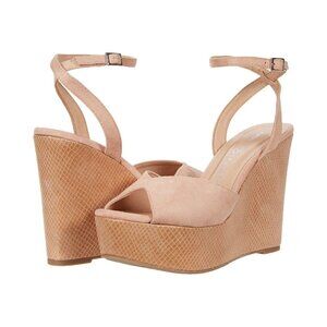 CHINESE Laundry "Ellia" wedge suede blush sandals Womens NEW